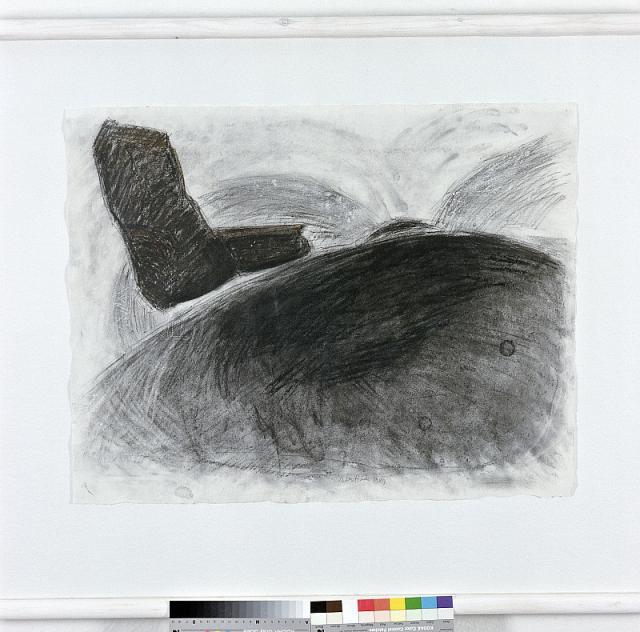 Træd på jorden 1989, tegning,kul,blyant,tusch,farvekridt