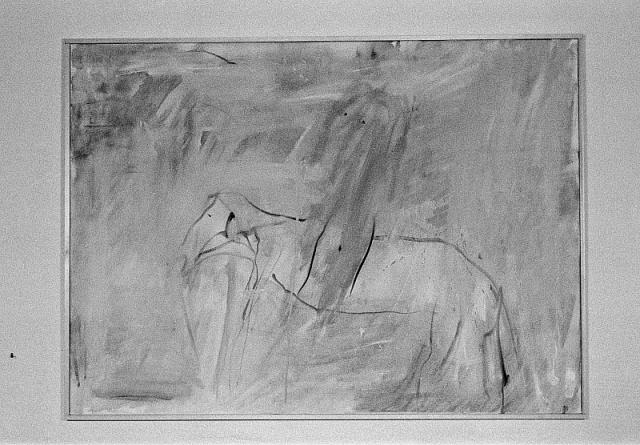 Hest og rytter 1984, olie på lærred