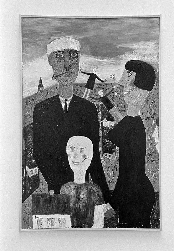 Familie i grønt rum 1957, maleri