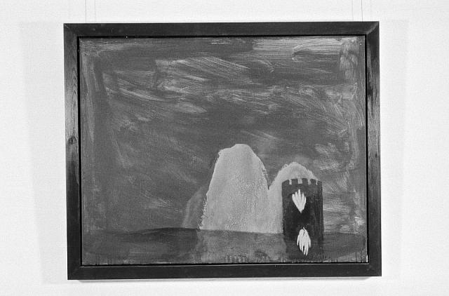 Der stille Garten, 1986, acryl/chrom/stål på lærred