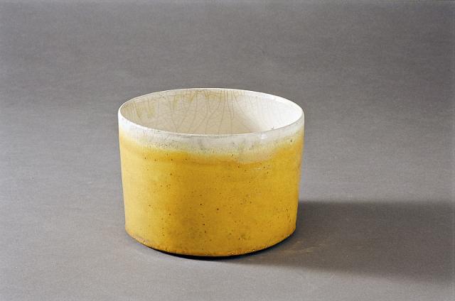 Gul oval cylinder skål