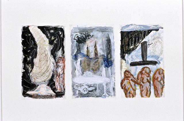 2. af 3 x 3 tegninger, uden titel, 1986, kridt/tusch