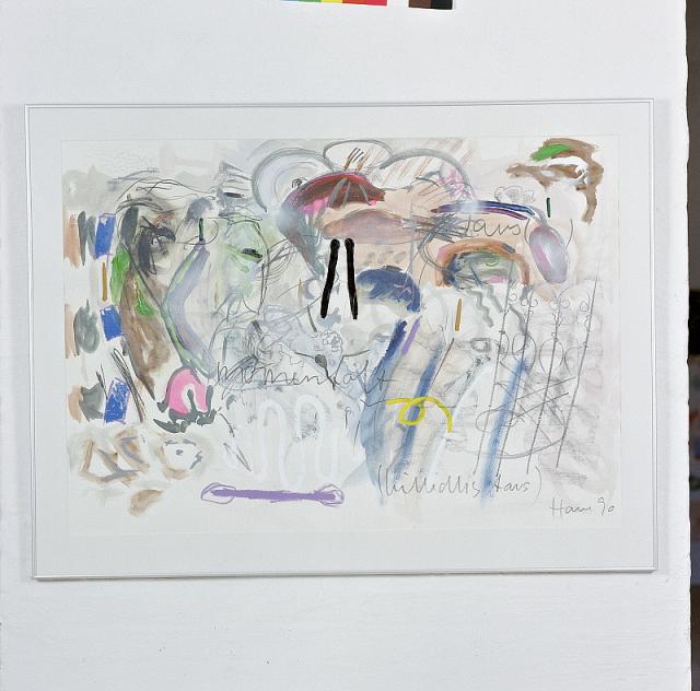Tavs 1990, akvarel-acryl på papir