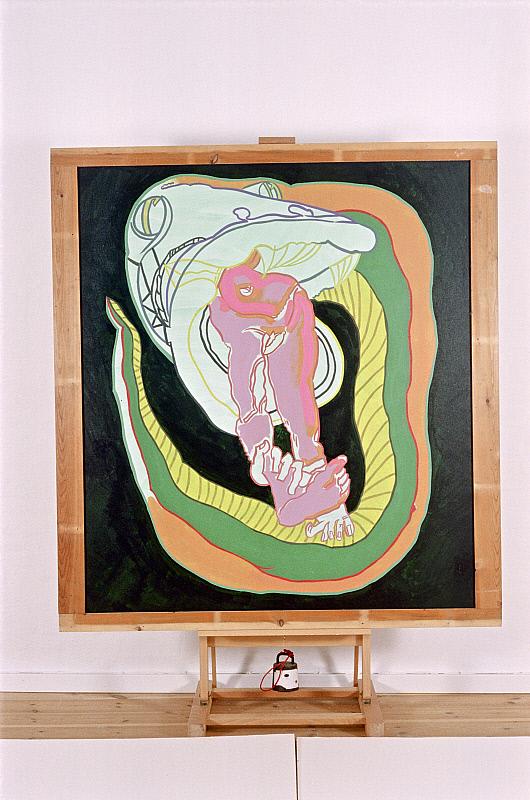 Slangesug 92, acryl på lærred