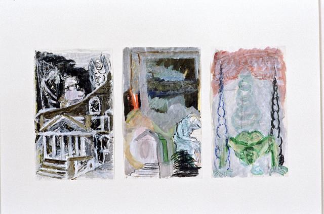 01. af 3 x 3 tegninger, uden titel, 1986, kridt/tusch