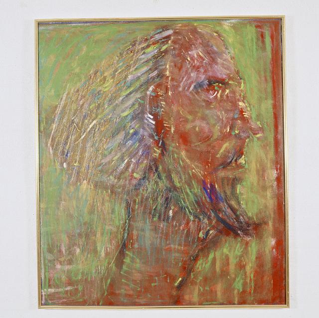 Selvprotræt, olie på masonite